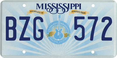 MS license plate BZG572