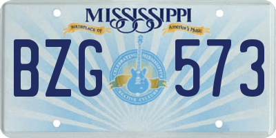 MS license plate BZG573