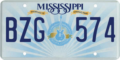 MS license plate BZG574
