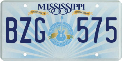 MS license plate BZG575