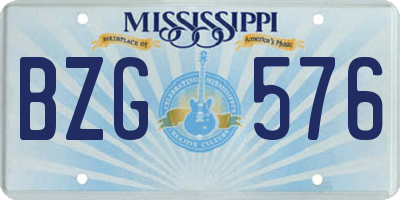 MS license plate BZG576