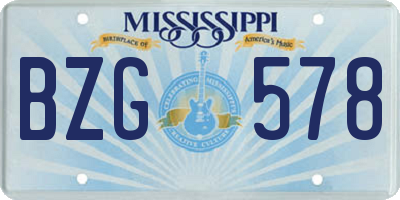 MS license plate BZG578