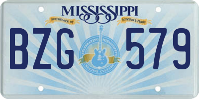 MS license plate BZG579