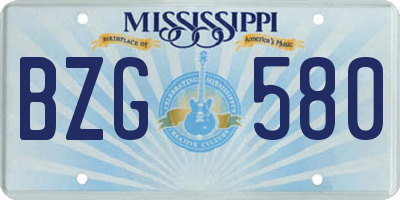 MS license plate BZG580
