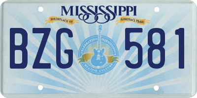MS license plate BZG581