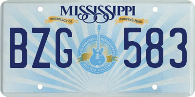MS license plate BZG583