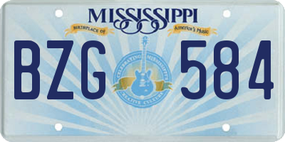 MS license plate BZG584