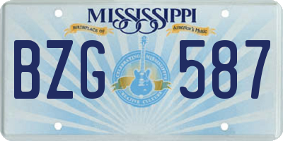 MS license plate BZG587