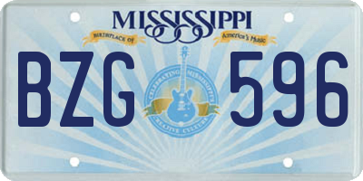 MS license plate BZG596