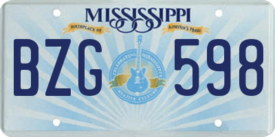 MS license plate BZG598