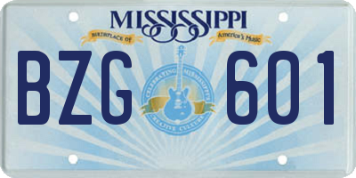 MS license plate BZG601