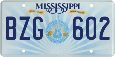 MS license plate BZG602