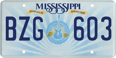 MS license plate BZG603