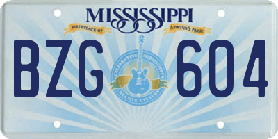 MS license plate BZG604