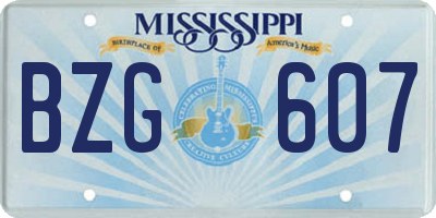 MS license plate BZG607