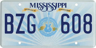 MS license plate BZG608