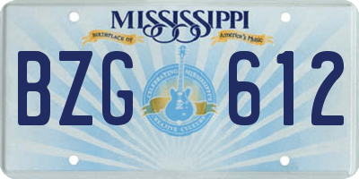 MS license plate BZG612