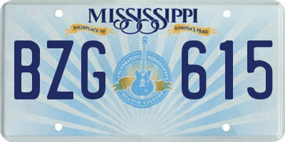 MS license plate BZG615