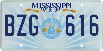 MS license plate BZG616