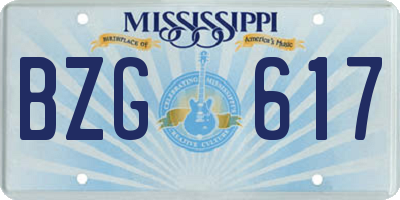 MS license plate BZG617