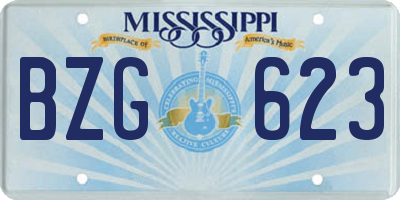MS license plate BZG623