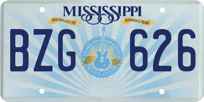 MS license plate BZG626