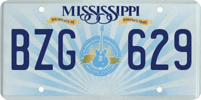 MS license plate BZG629