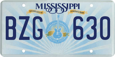 MS license plate BZG630