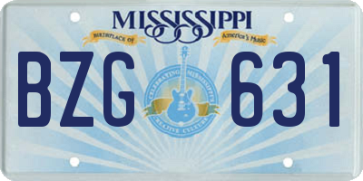 MS license plate BZG631