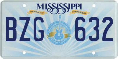 MS license plate BZG632