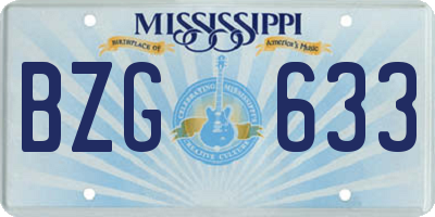 MS license plate BZG633