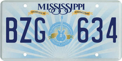 MS license plate BZG634