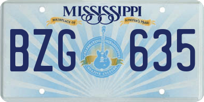 MS license plate BZG635