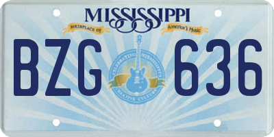 MS license plate BZG636