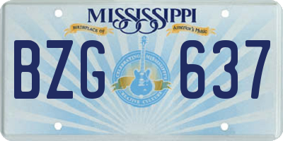 MS license plate BZG637