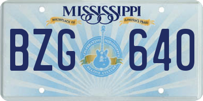 MS license plate BZG640