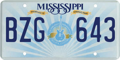 MS license plate BZG643