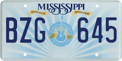 MS license plate BZG645