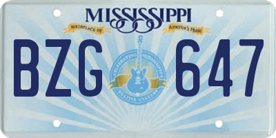MS license plate BZG647