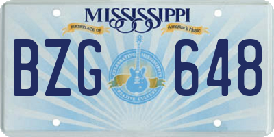 MS license plate BZG648