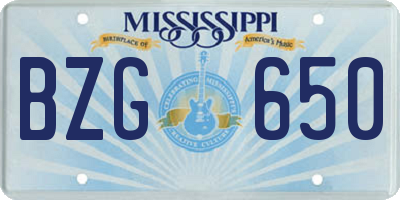 MS license plate BZG650