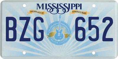 MS license plate BZG652