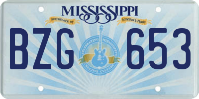 MS license plate BZG653