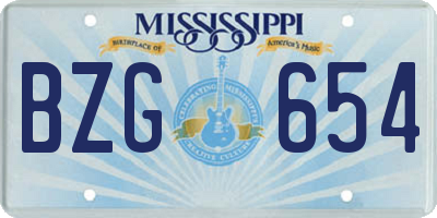 MS license plate BZG654