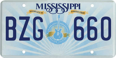 MS license plate BZG660