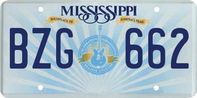 MS license plate BZG662