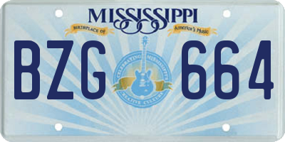 MS license plate BZG664