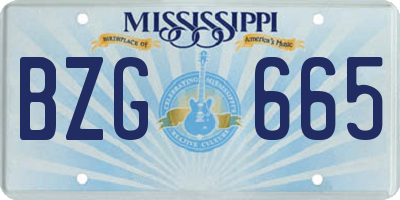 MS license plate BZG665