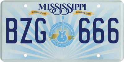 MS license plate BZG666