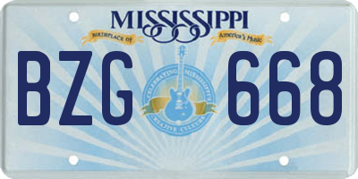MS license plate BZG668
